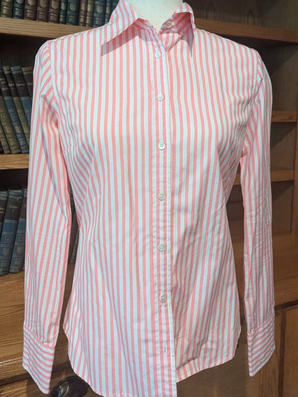 J.Crew Pink White Stripe Slim Fit Button Down Shirt